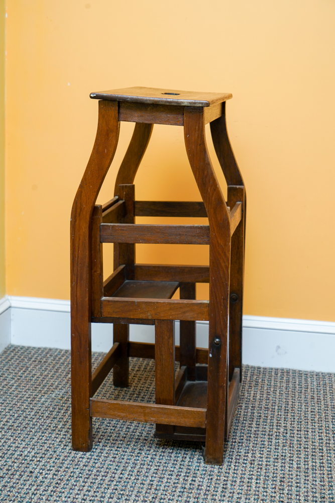 Antique Oak Folding Library Stool