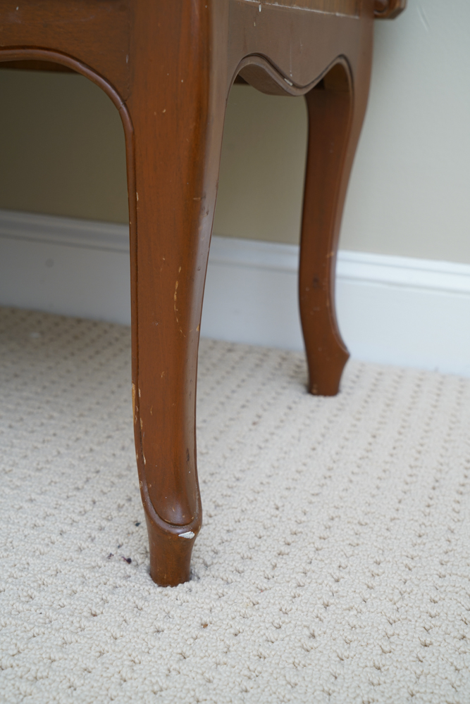 Vintage Rococo Style Walnut Queen Size Headboard with Nightstands