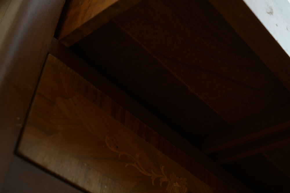 Vintage Rococo Style Walnut Queen Size Headboard with Nightstands