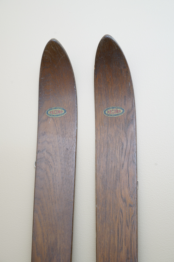 Vintage Wooden C.A. Lund "Record" Skis