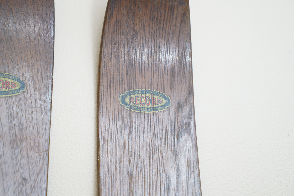 Vintage Wooden C.A. Lund "Record" Skis