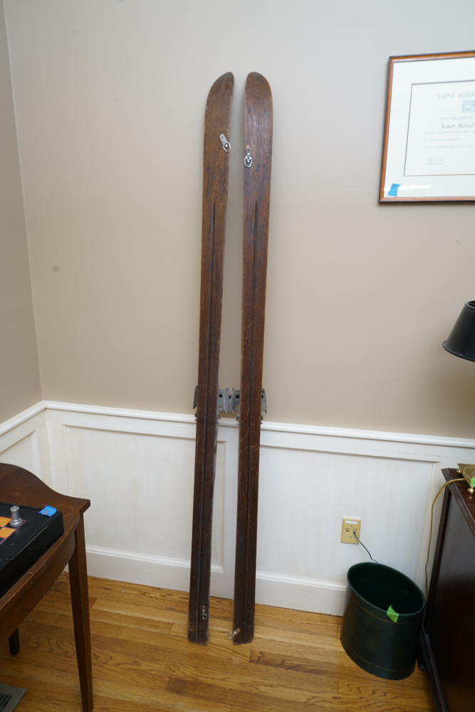 Vintage Wooden C.A. Lund "Record" Skis