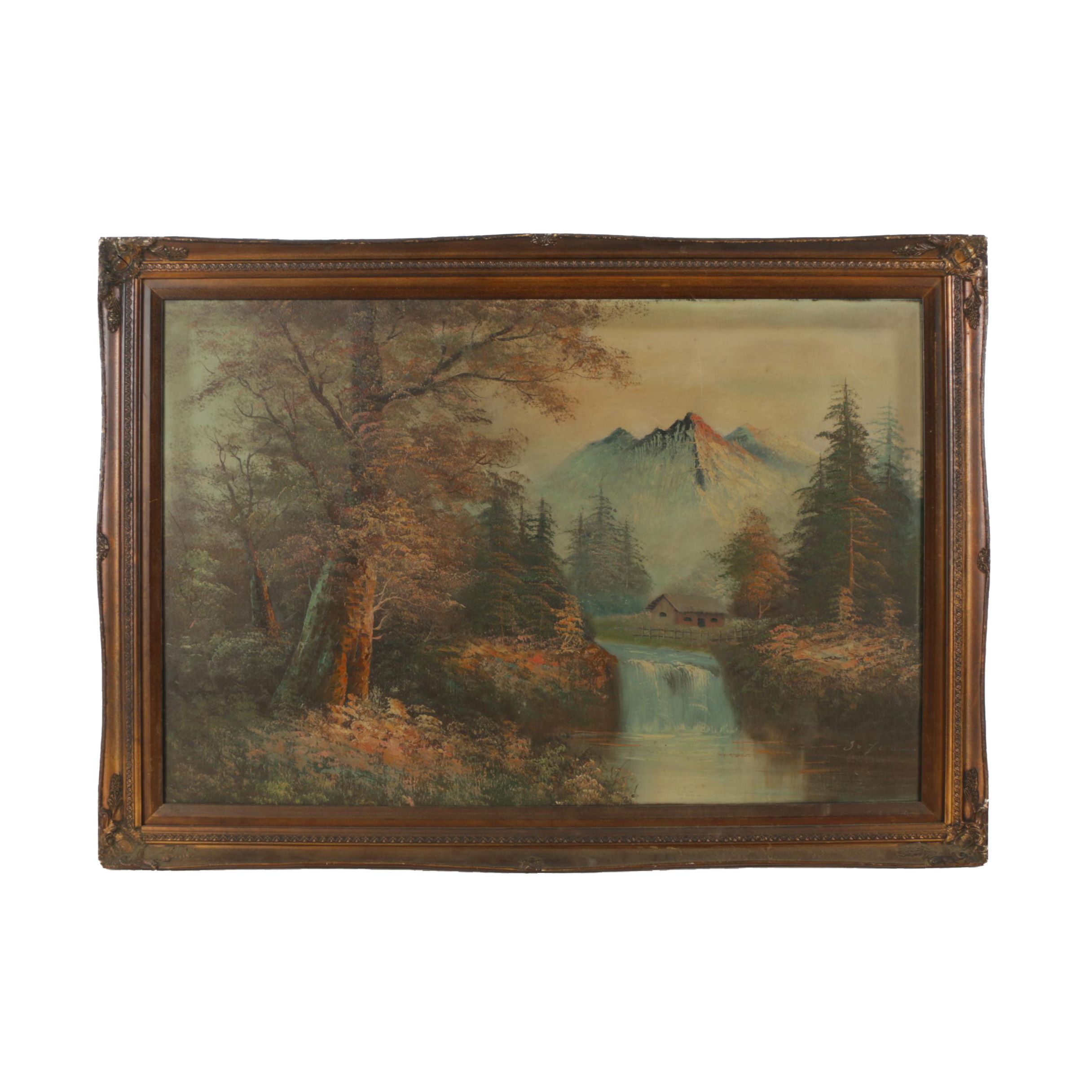 Oil Painting of a Rural Landscape