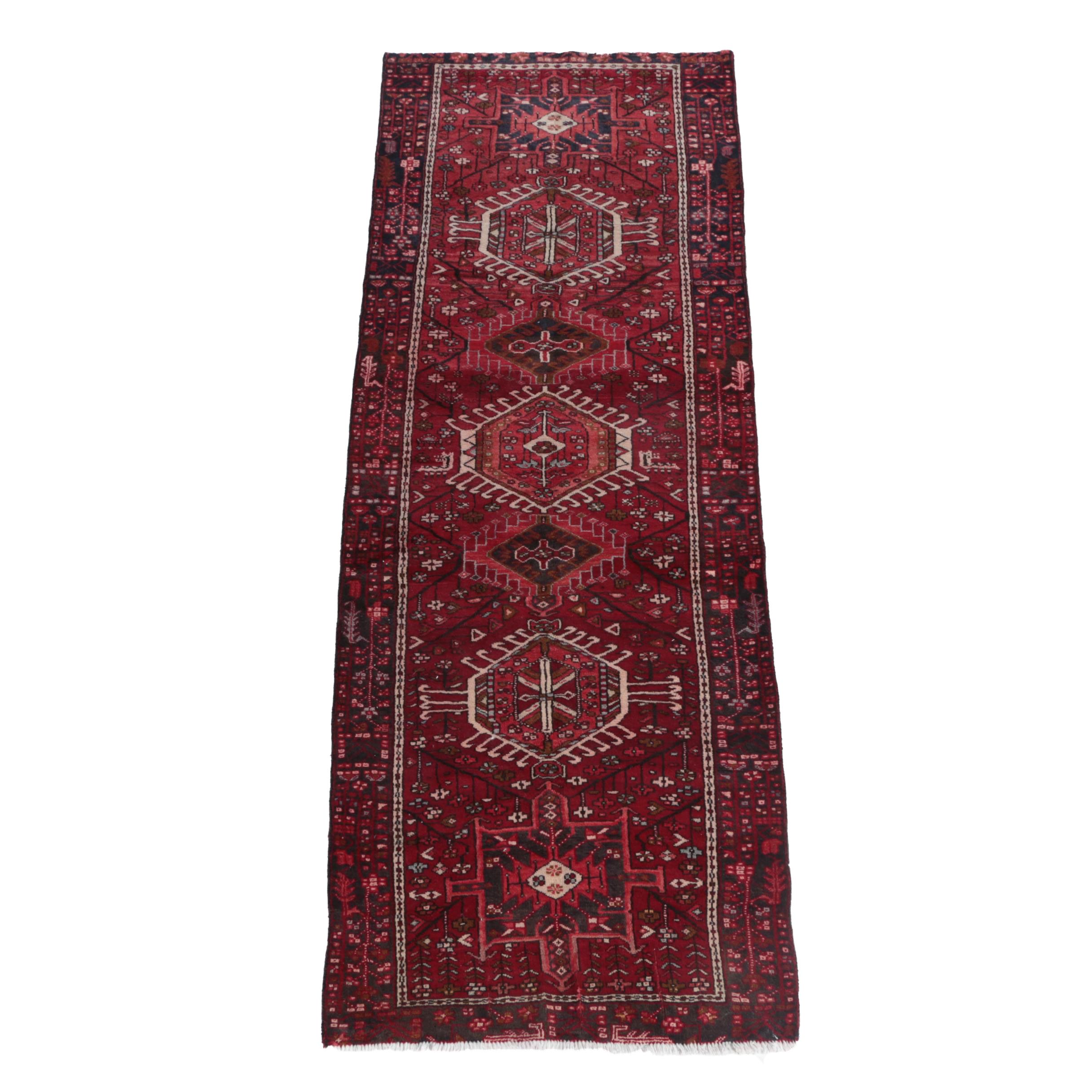 Hand-Knotted Persian Karaja Wool Carpet Runner