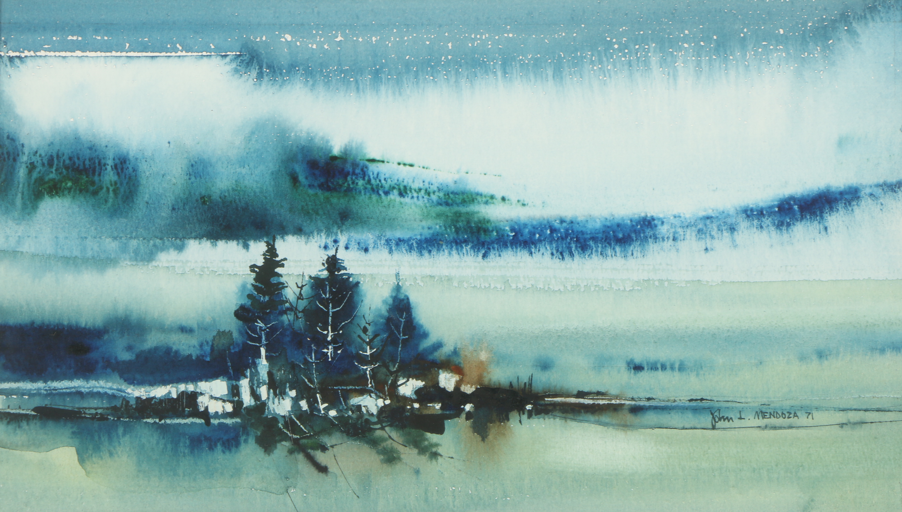 John L. Mendoza Watercolor Painting "Sliver Island"