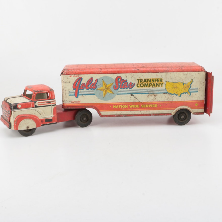 1950s Marx Tin Litho Gold Star Transfer Company Delivery Truck
