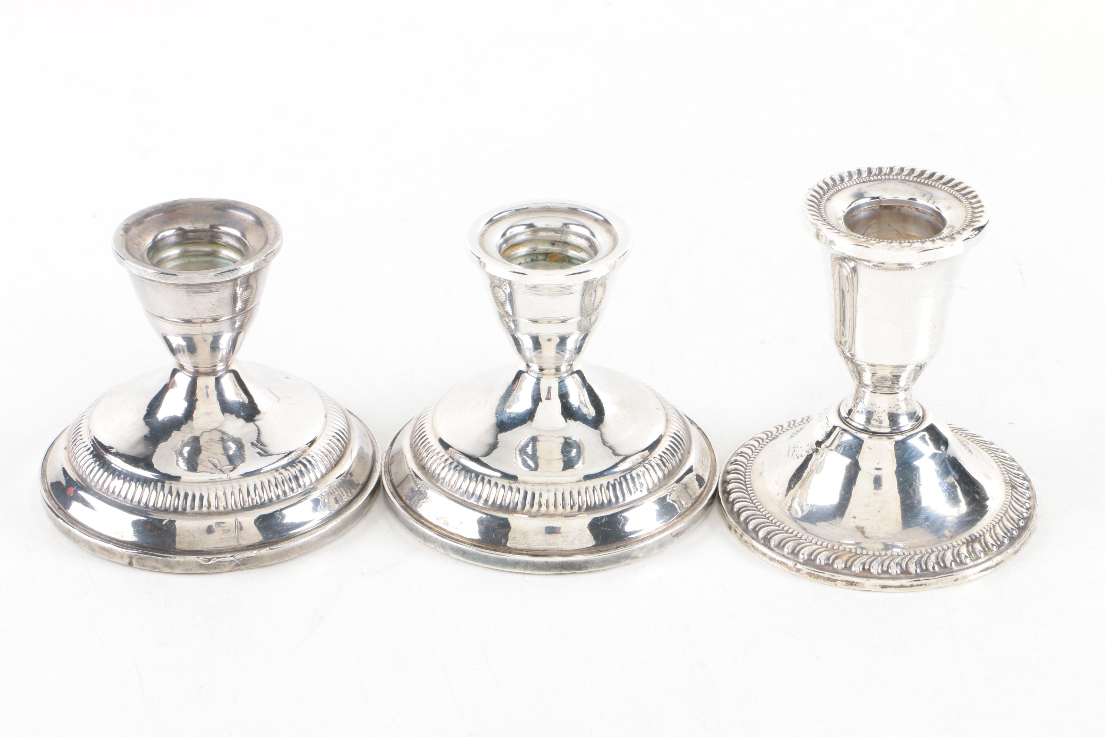 Duchin Creation Sterling Shakers with Assorted Weighted Sterling Candleholders