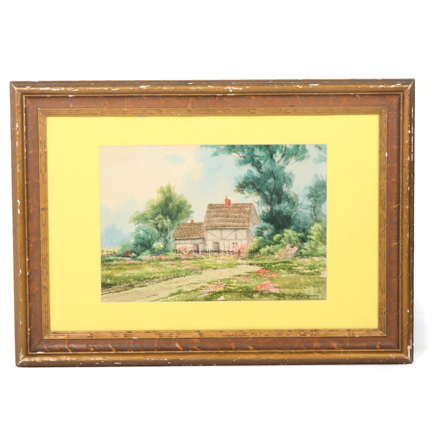 Edward R. Sitzman Original Watercolor Landscape on Paper