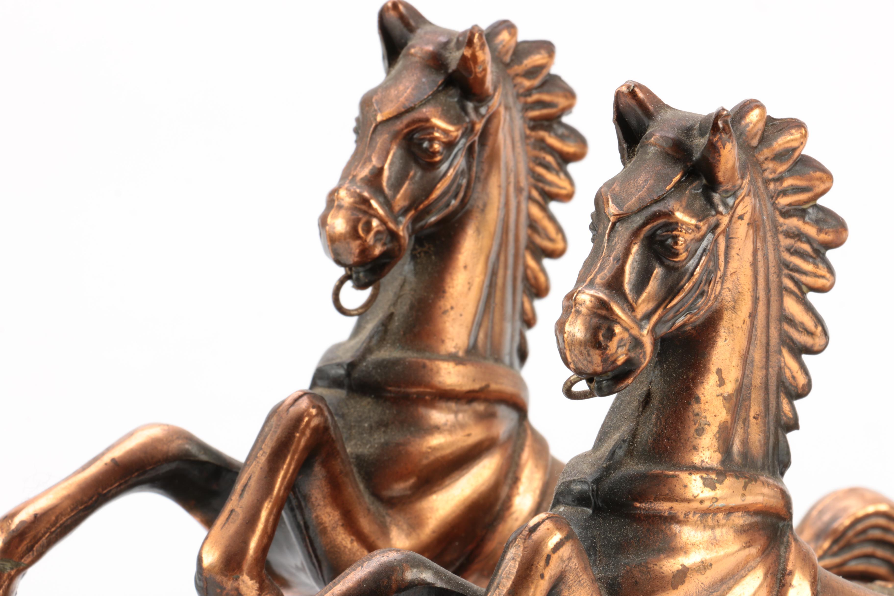 Copper Chariot Figurine on Soapstone Base