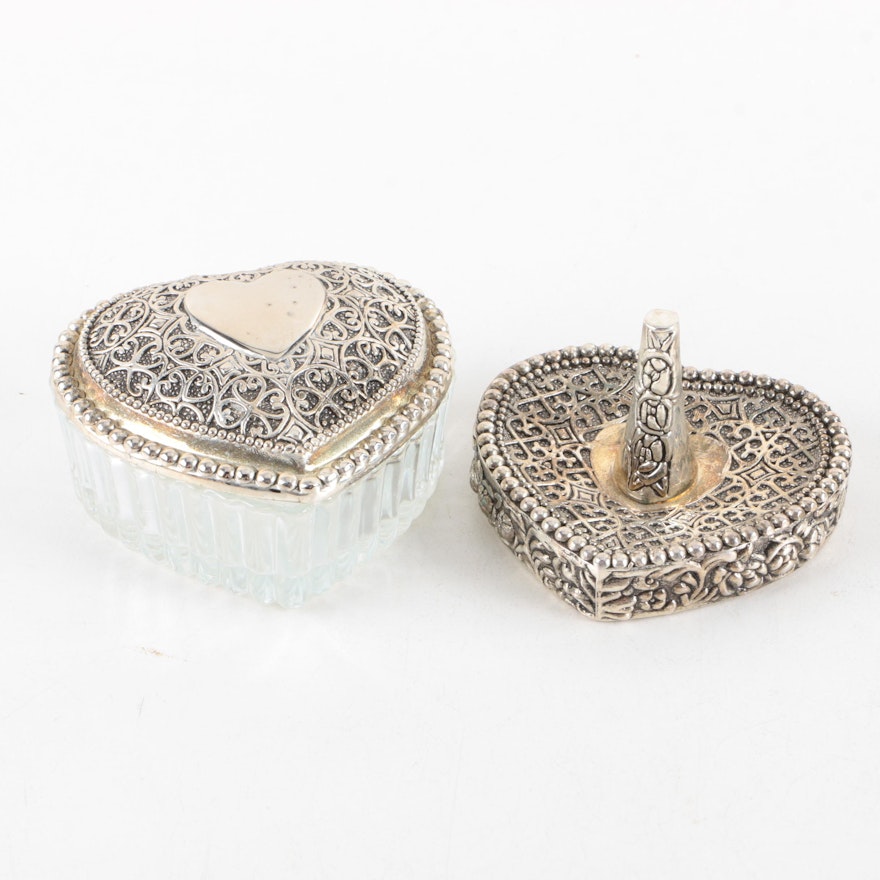 International Silver Co. Silver-Plated Ring Holder and Trinket Box