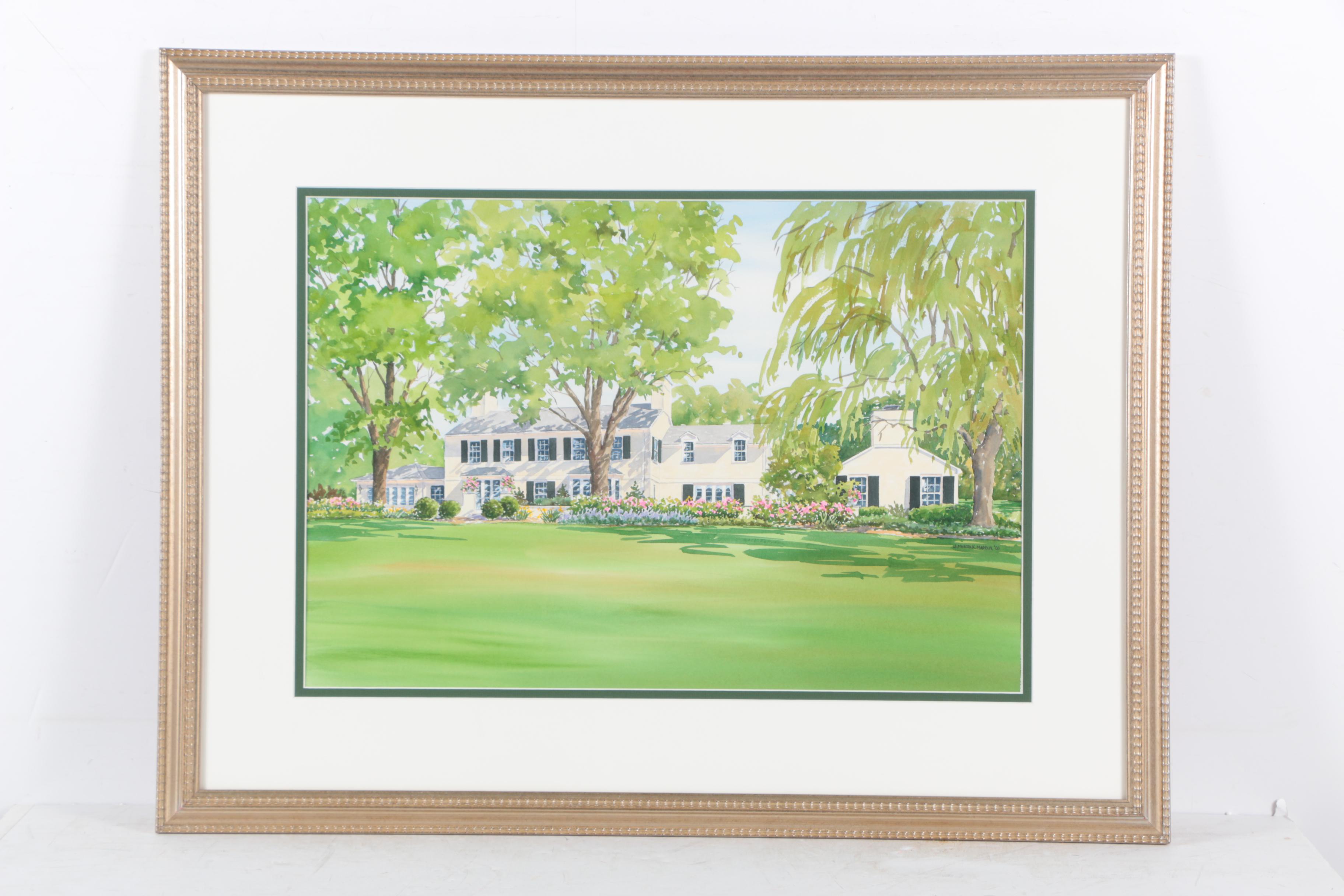 Jean Merrick Maddux Watercolor Painting of a House