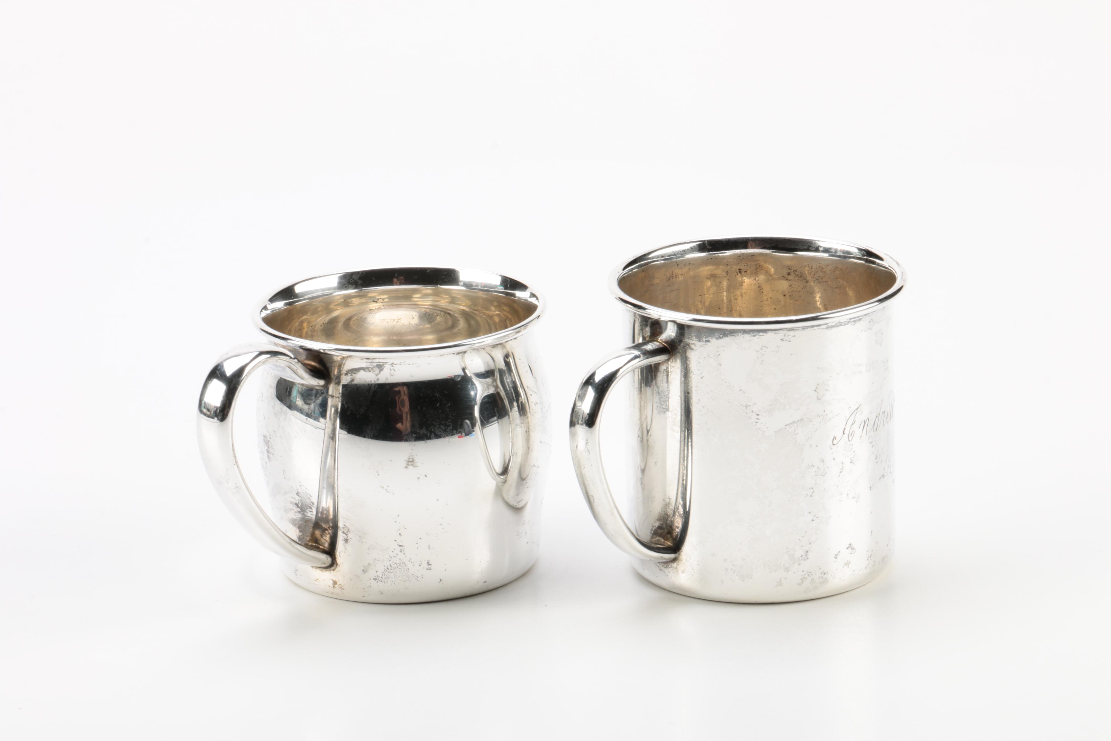 Towle and Lunt Engraved Sterling Silver Baby Cups