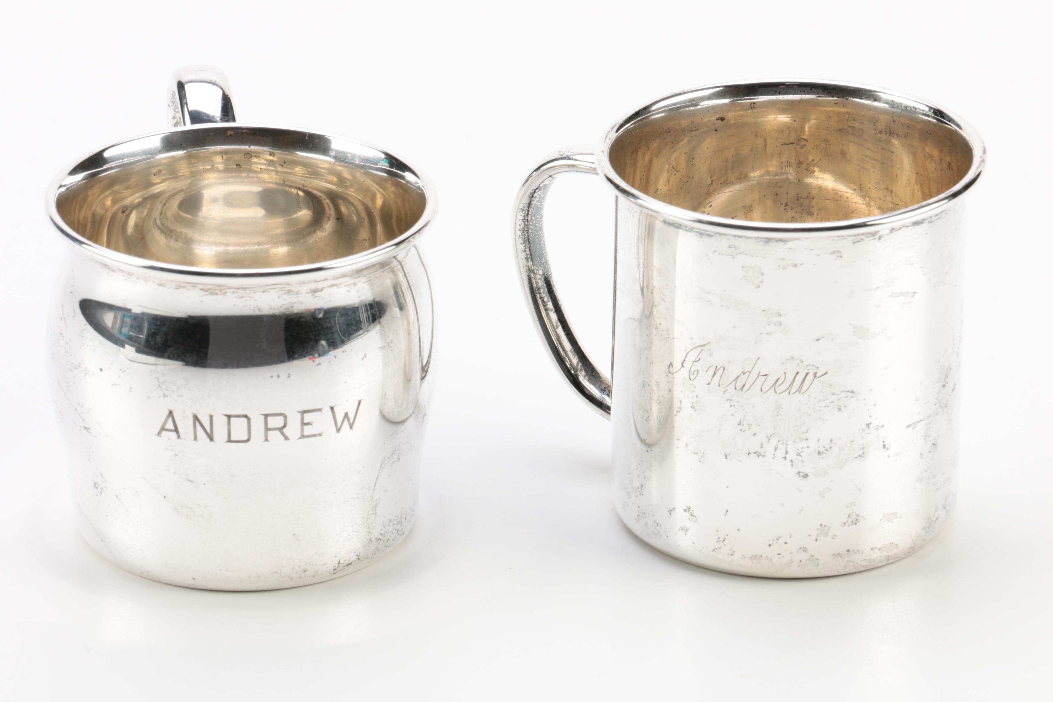Towle and Lunt Engraved Sterling Silver Baby Cups