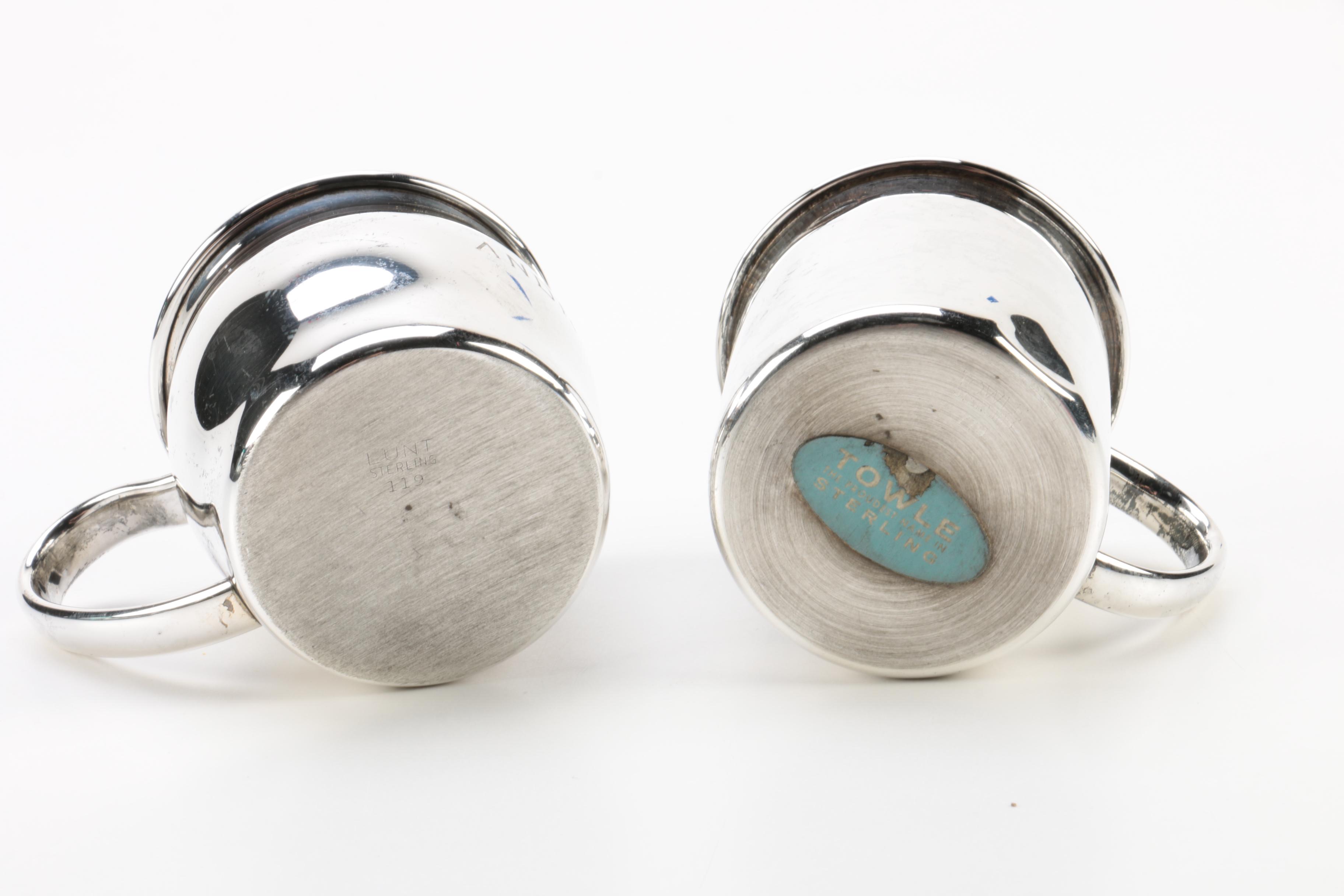 Towle and Lunt Engraved Sterling Silver Baby Cups
