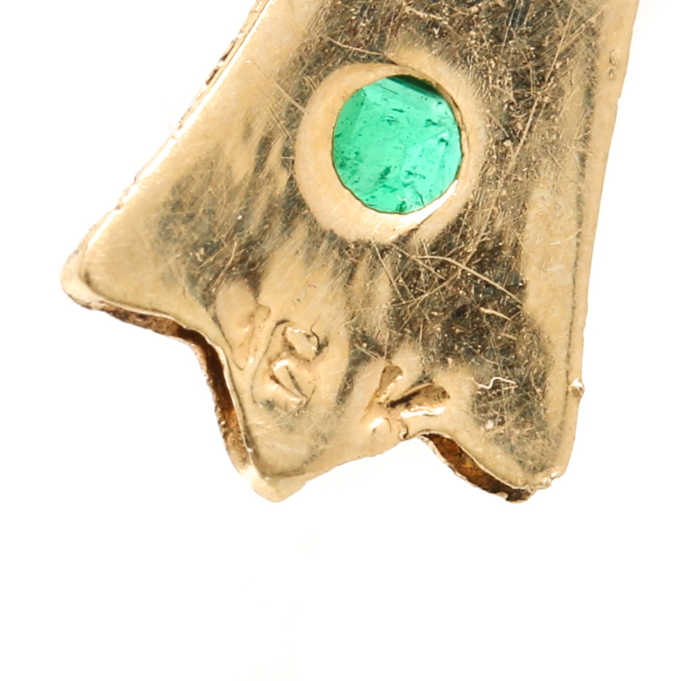 18K Yellow Gold Emerald Cross Pendant