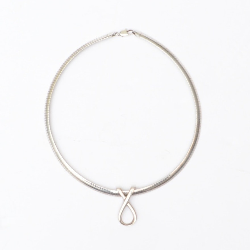 Sterling Omega Choker with Pendant