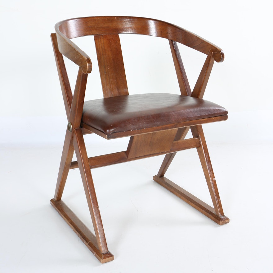 Mid-Century Open Frame Barrel Armchair