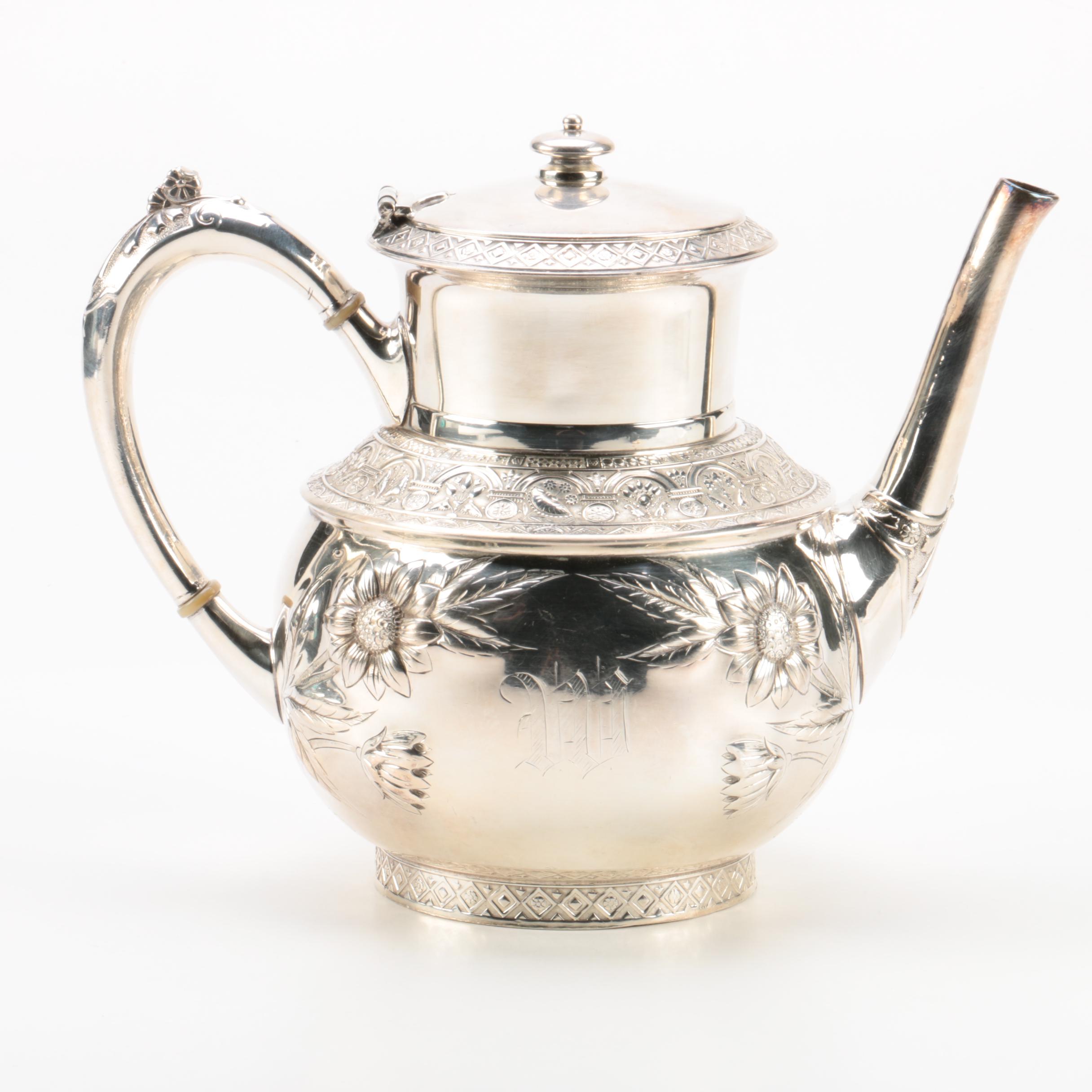 Middletown Plate Co. White Metal Teapot