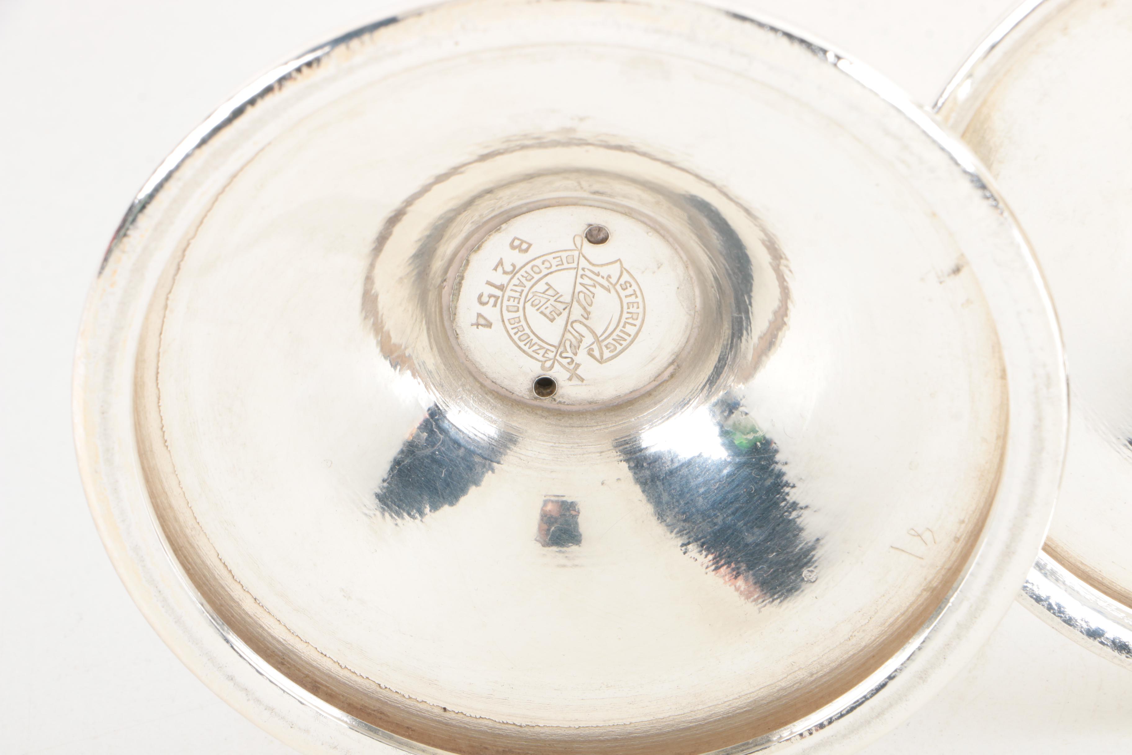 Silver Crest Sterling Silver Decorated Bronze Candlestick Holders