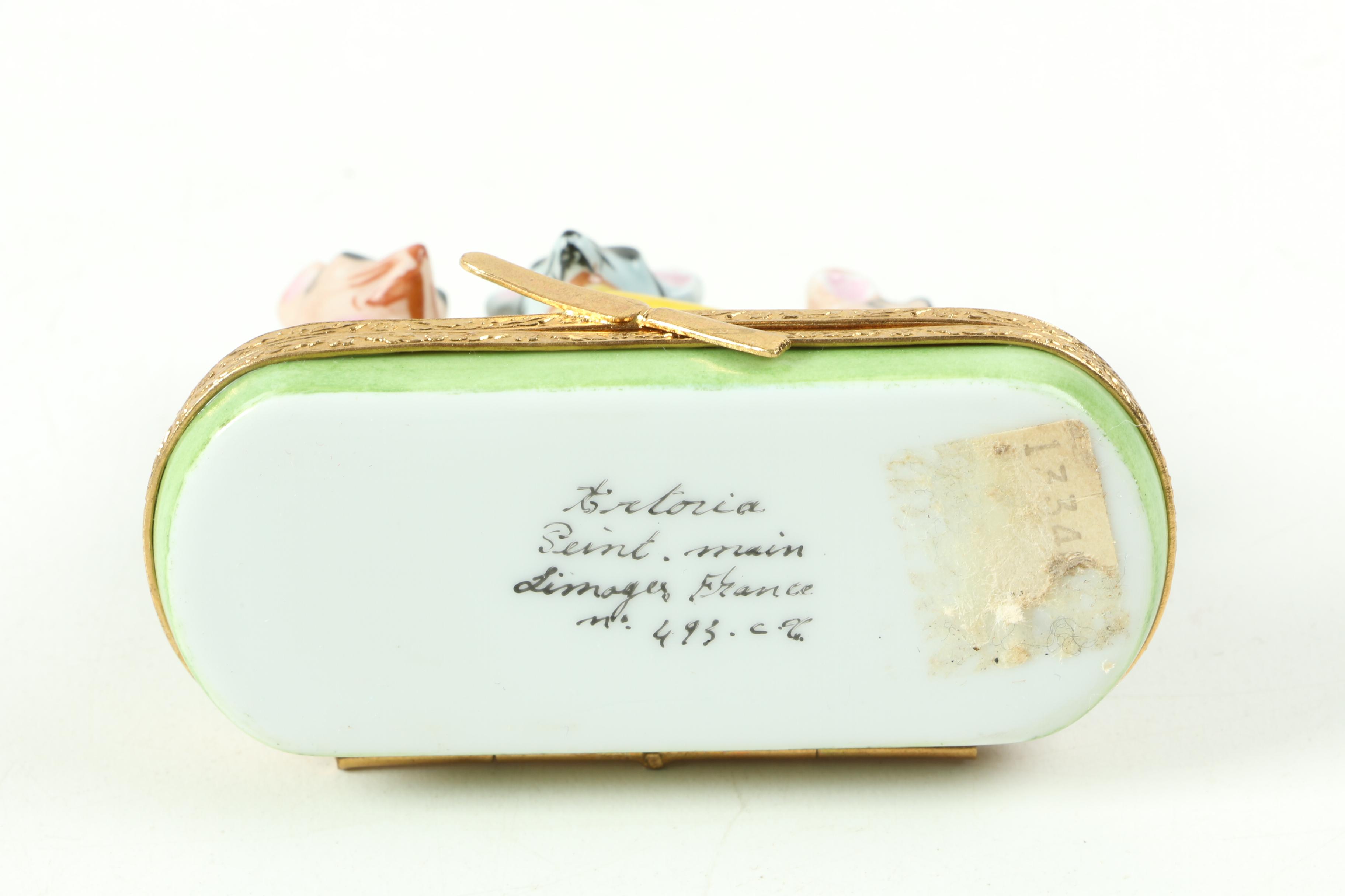 Limoges Three Blind Mice Porcelain Trinket Box