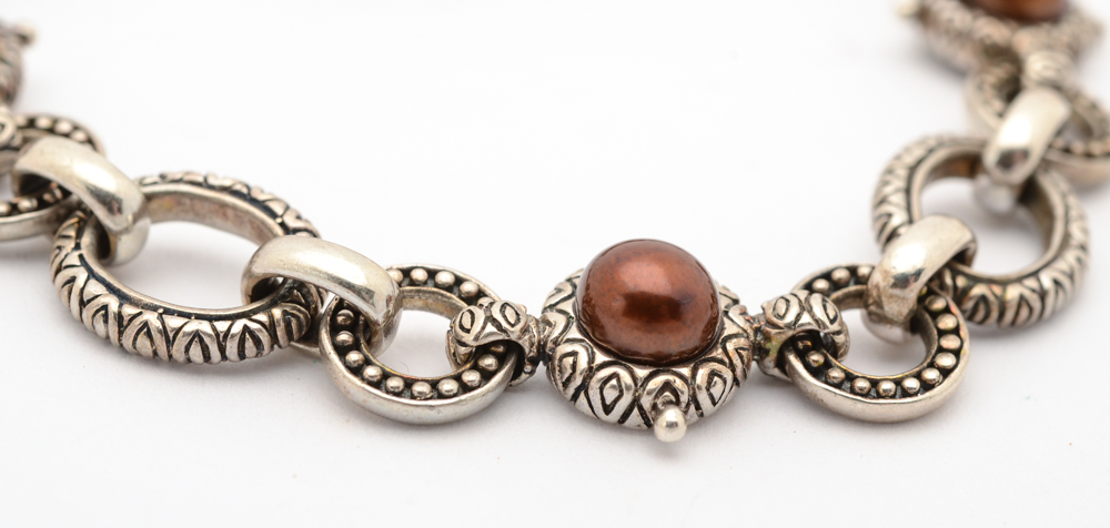 Barbara Bixby Sterling Silver and 18K Gold Pearl Bracelet