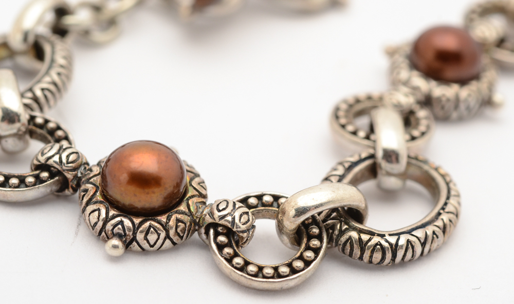 Barbara Bixby Sterling Silver and 18K Gold Pearl Bracelet