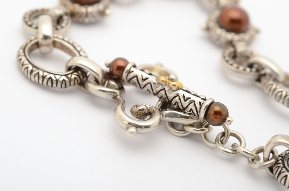 Barbara Bixby Sterling Silver and 18K Gold Pearl Bracelet