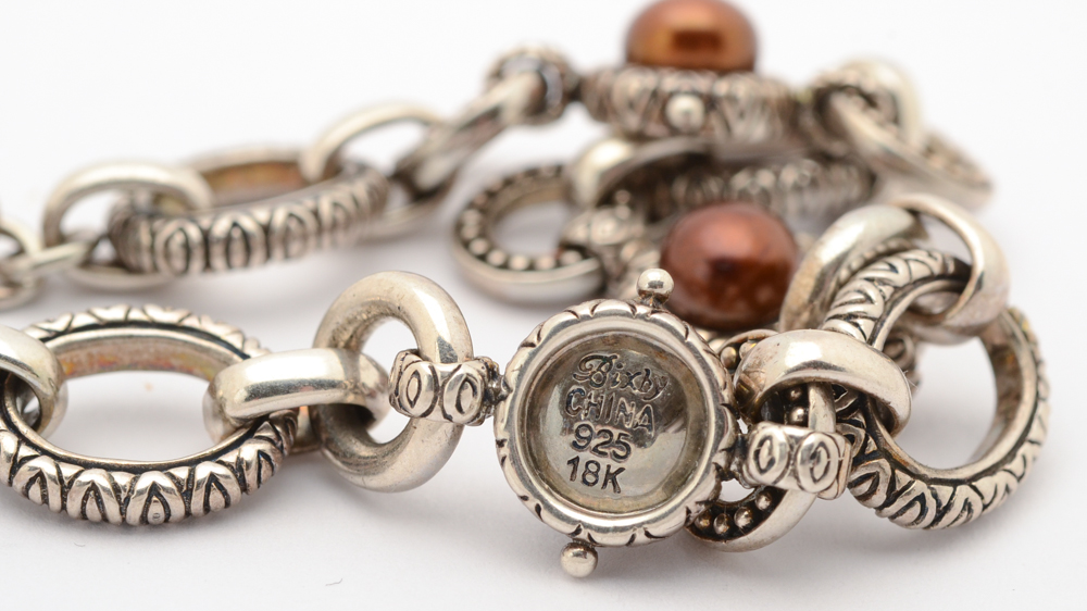 Barbara Bixby Sterling Silver and 18K Gold Pearl Bracelet