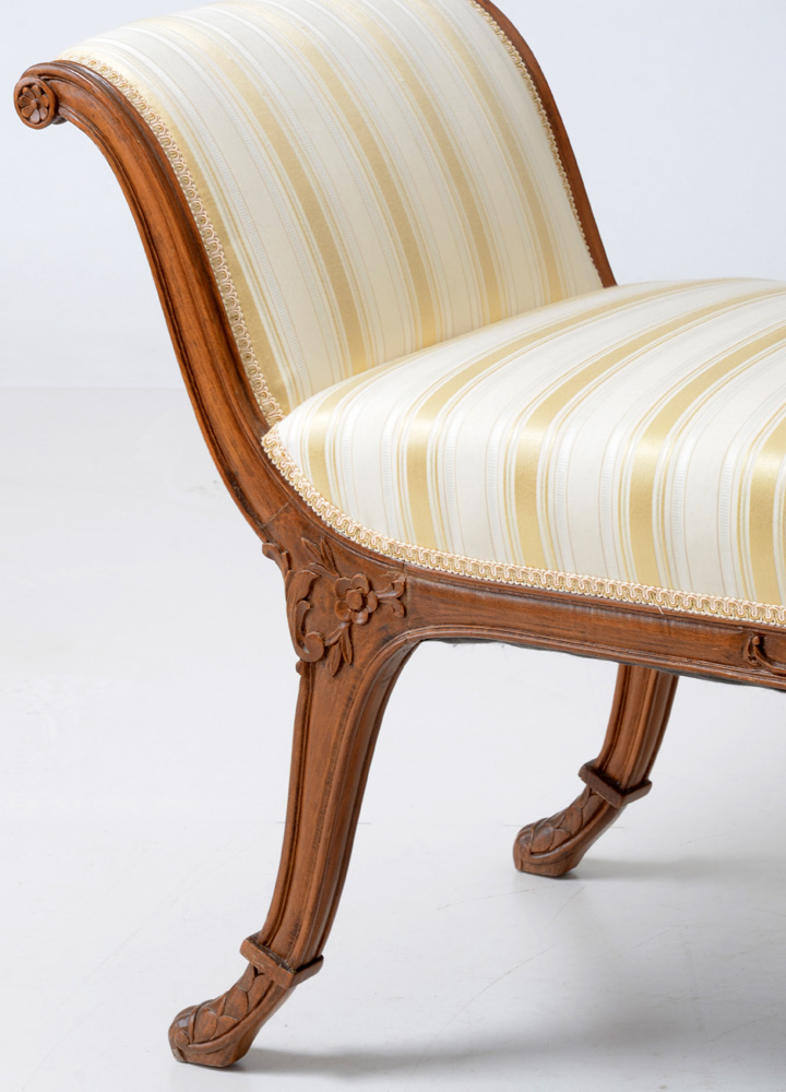 Antique Upholstered Settee Bench