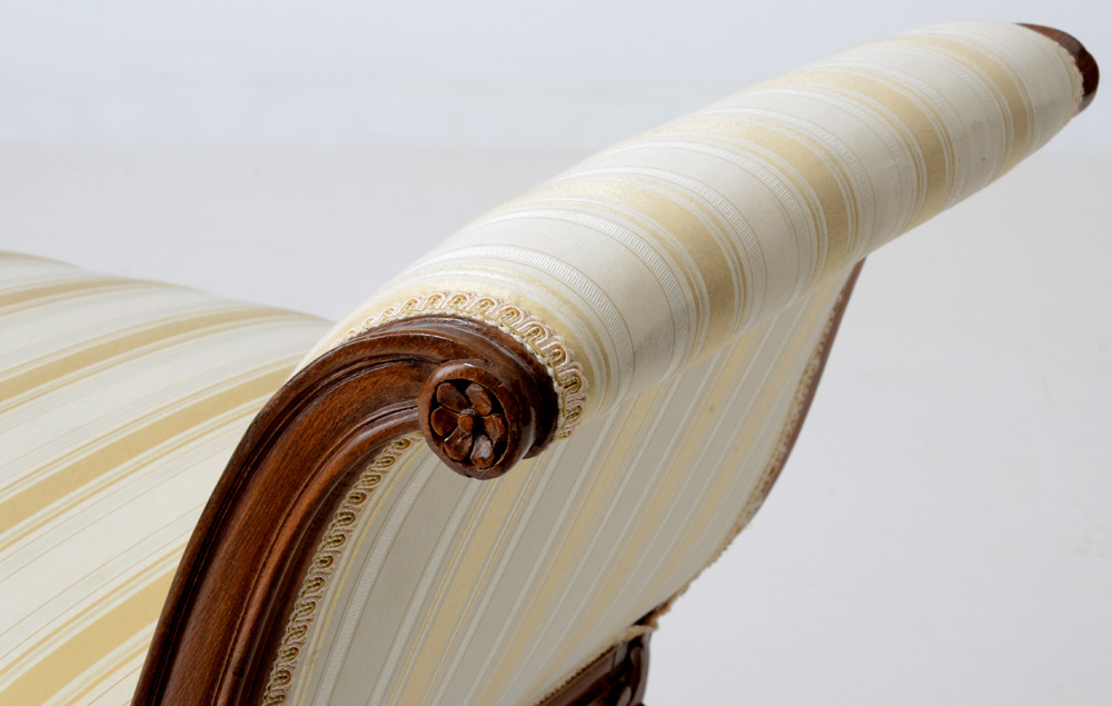 Antique Upholstered Settee Bench