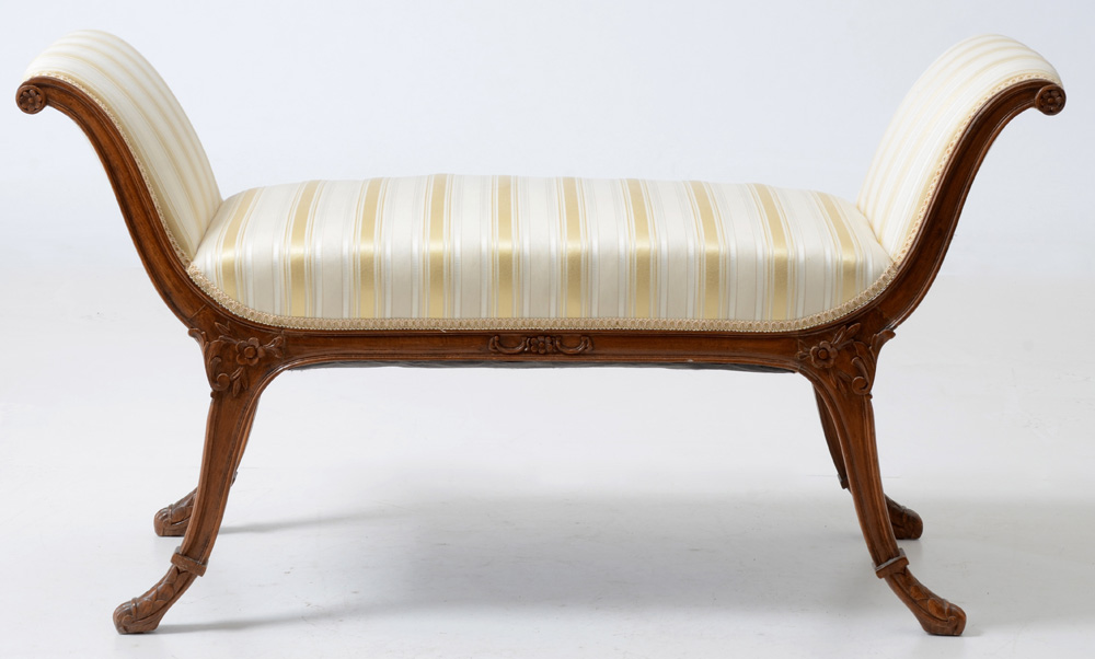 Antique Upholstered Settee Bench