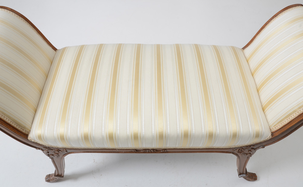 Antique Upholstered Settee Bench