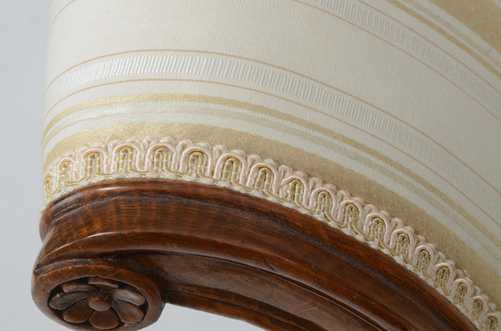 Antique Upholstered Settee Bench