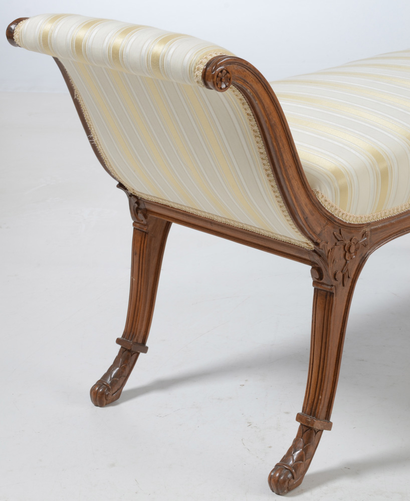 Antique Upholstered Settee Bench