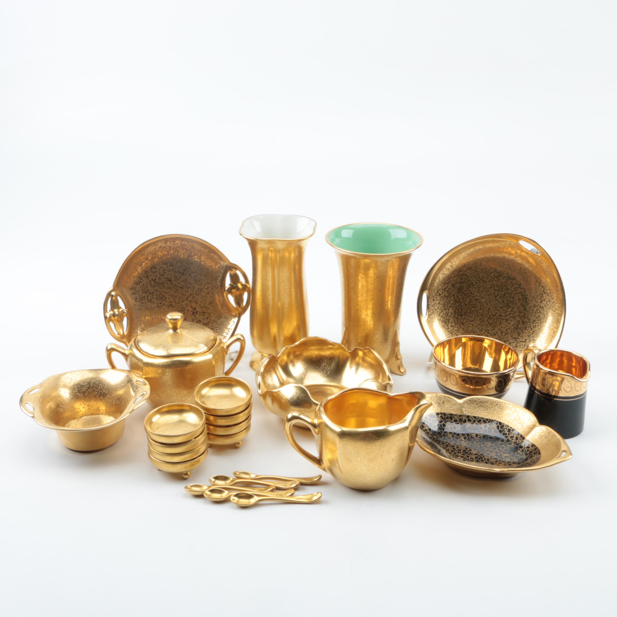Pickard "Rose and Daisy" and Other Gold Encrusted Tableware