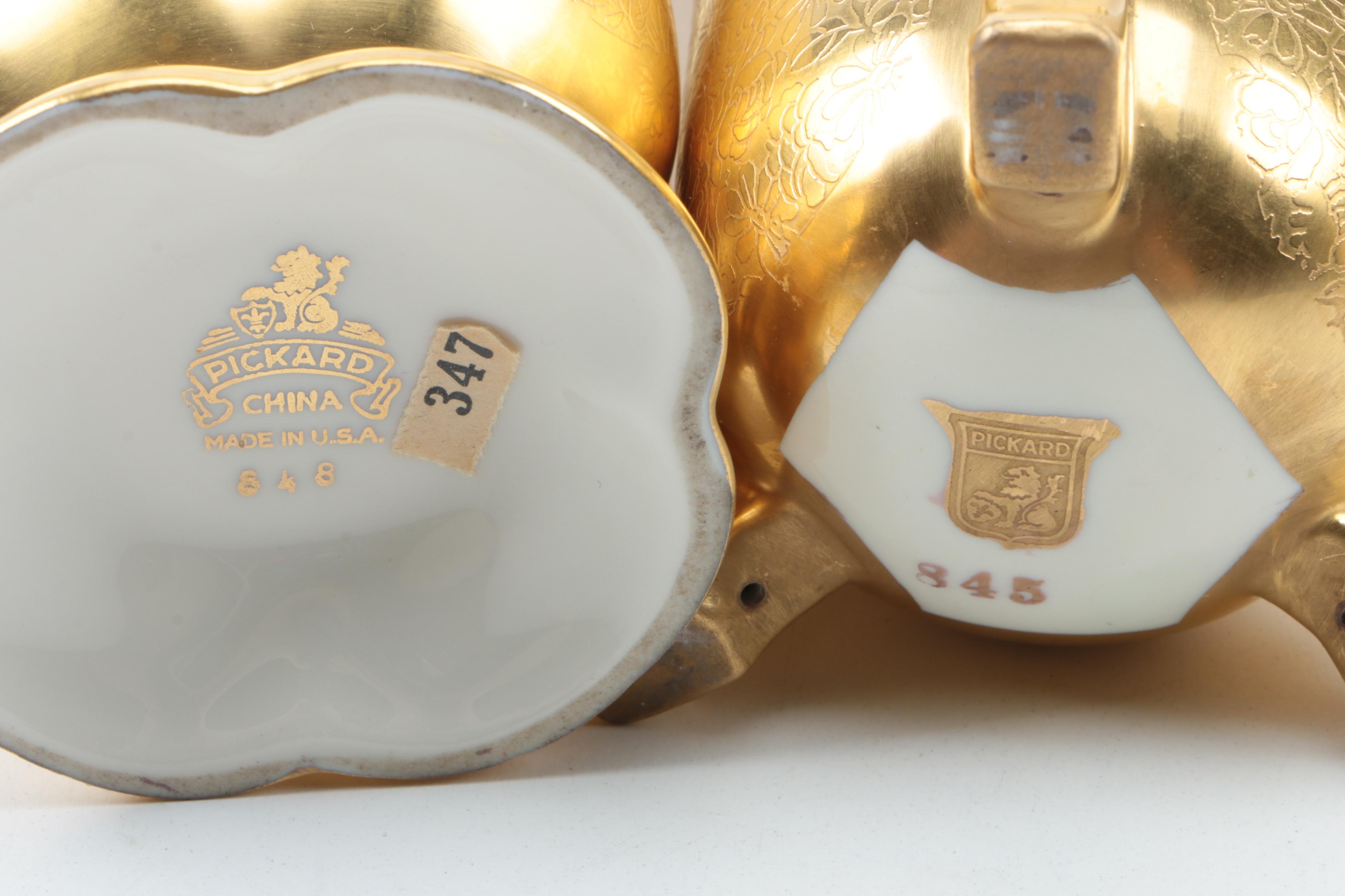 Pickard "Rose and Daisy" and Other Gold Encrusted Tableware