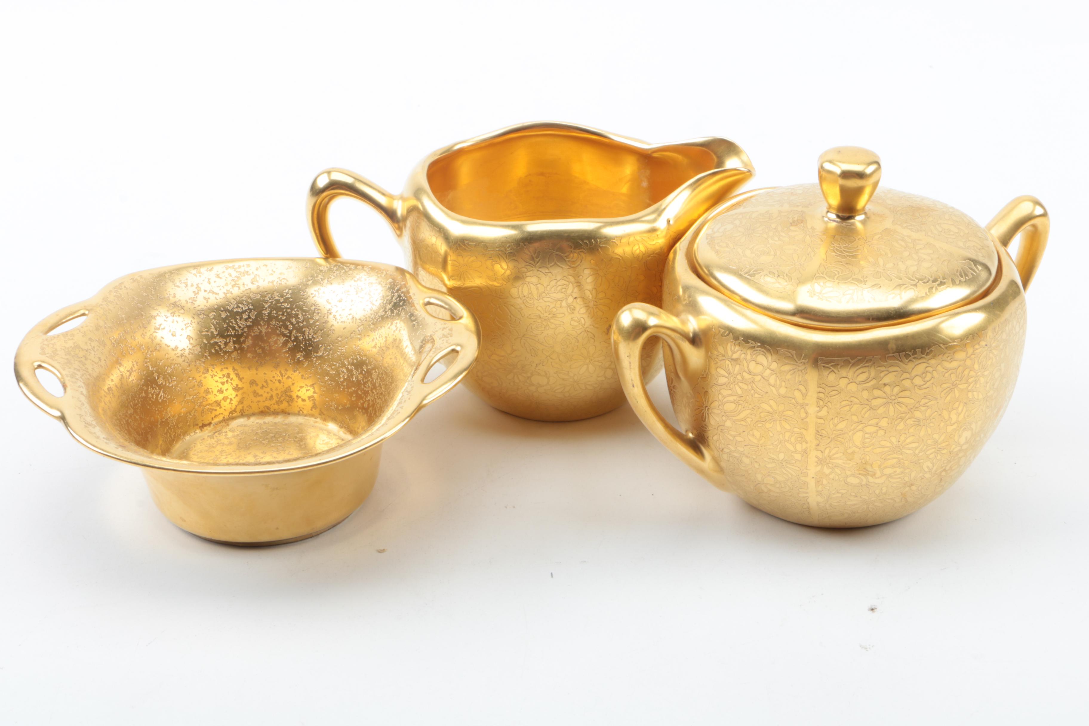 Pickard "Rose and Daisy" and Other Gold Encrusted Tableware