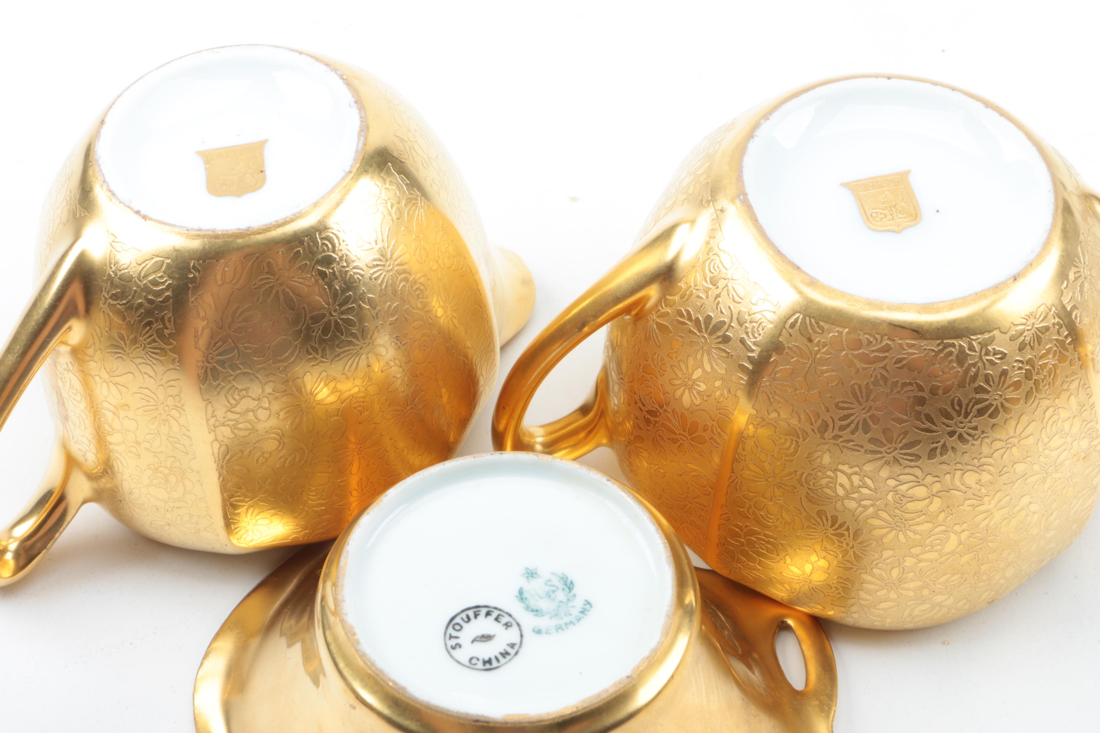 Pickard "Rose and Daisy" and Other Gold Encrusted Tableware