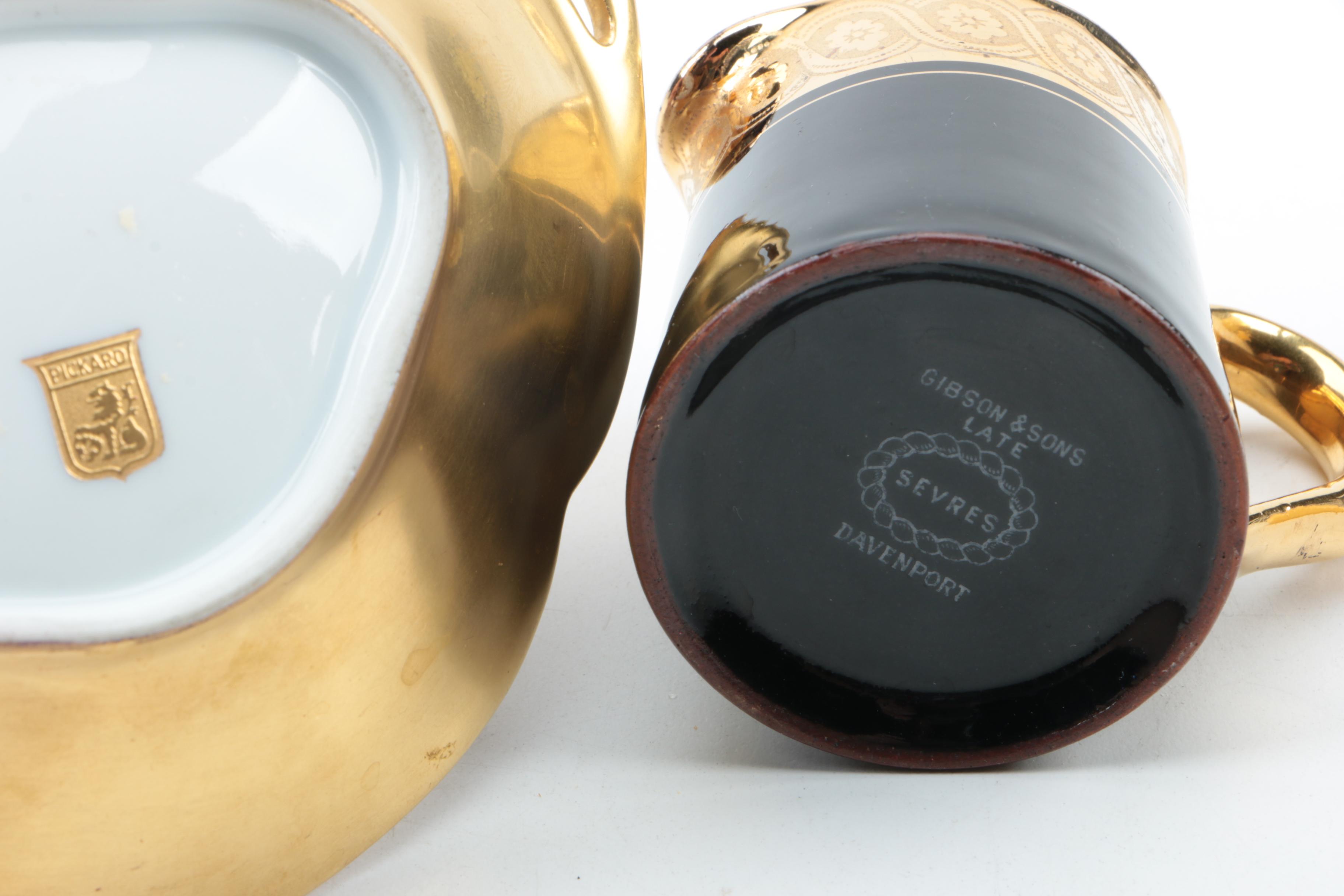 Pickard "Rose and Daisy" and Other Gold Encrusted Tableware