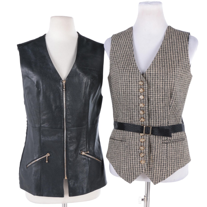 Women's Leather and Silk Vests