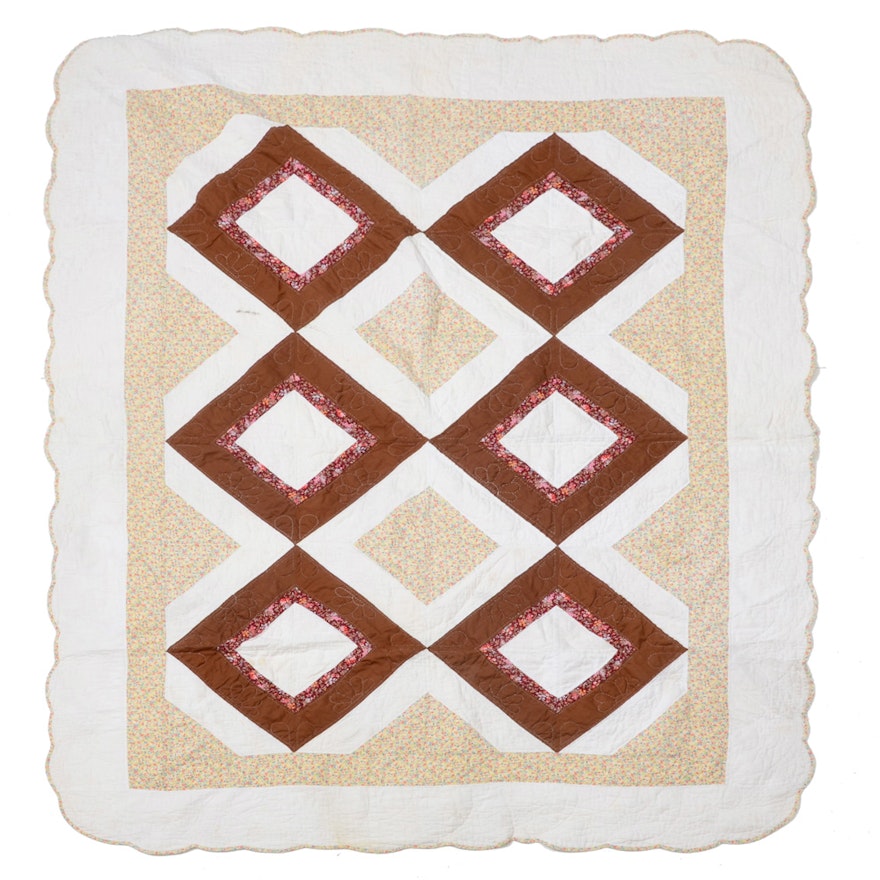 Handmade Quilt with Diamond Pattern