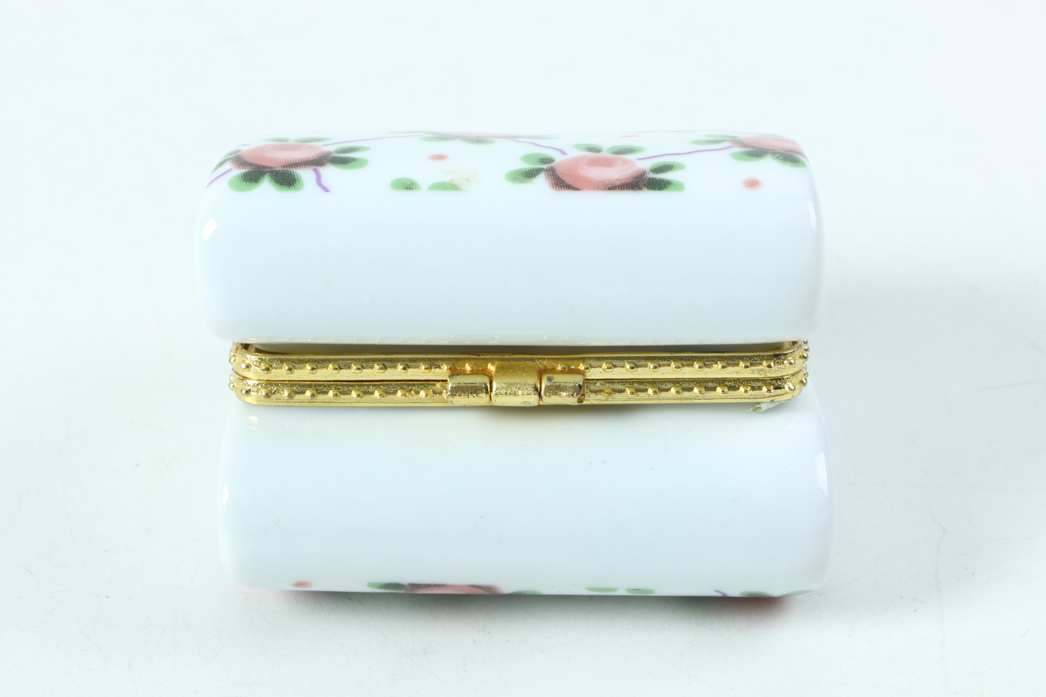 Floral Motif Porcelain Trinket Boxes