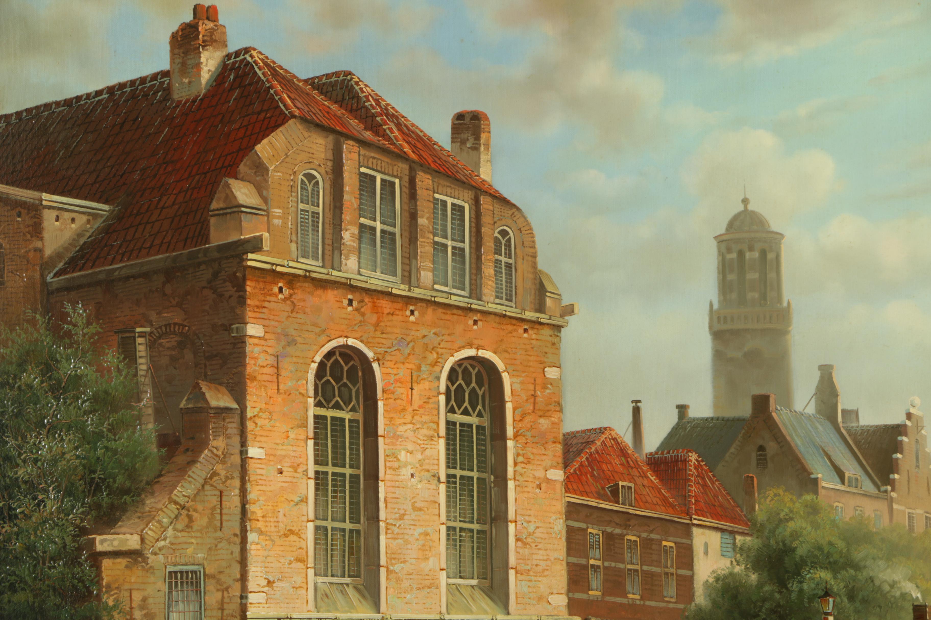 David Ronald Oil Painting of European Canal