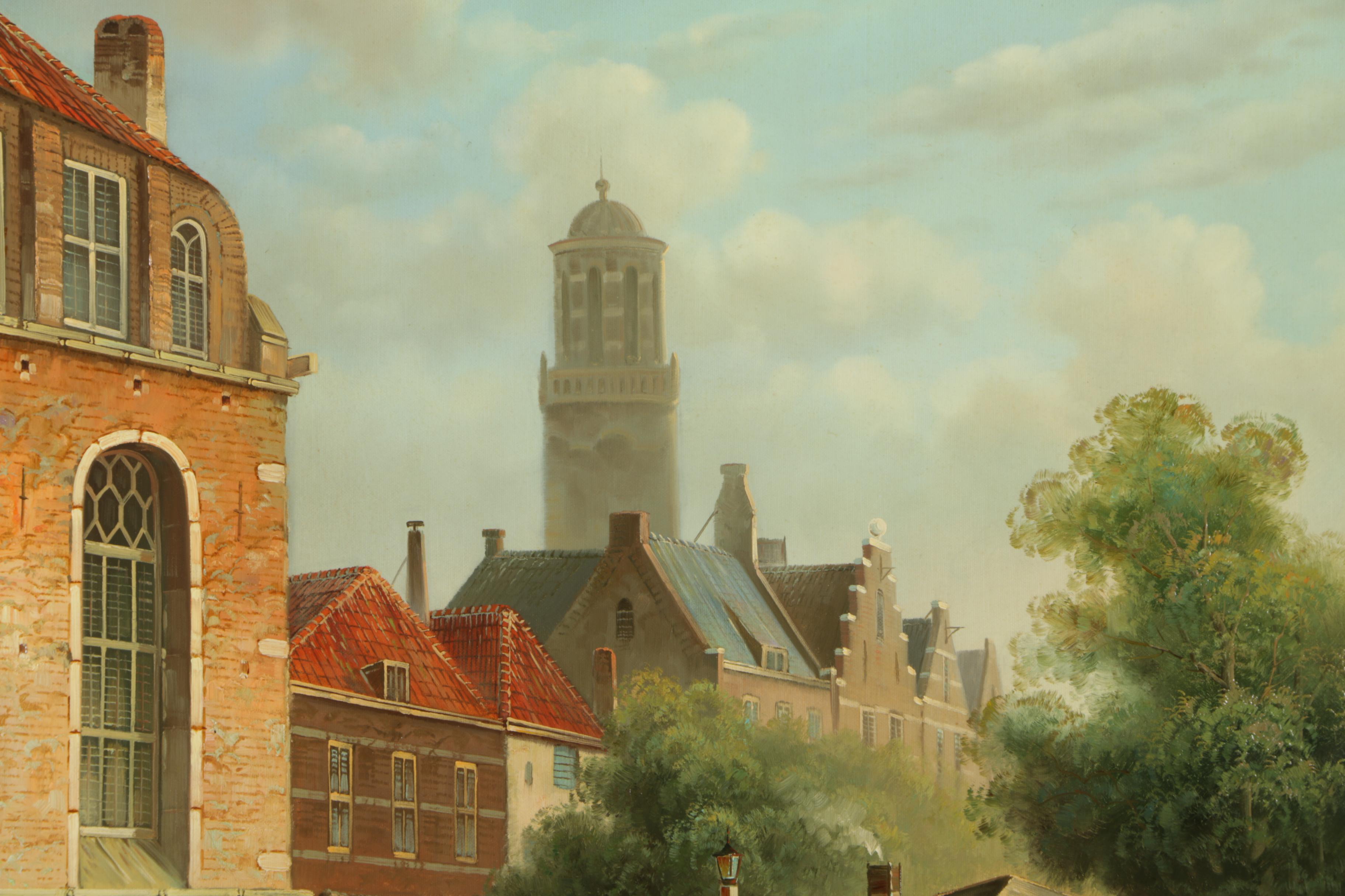 David Ronald Oil Painting of European Canal