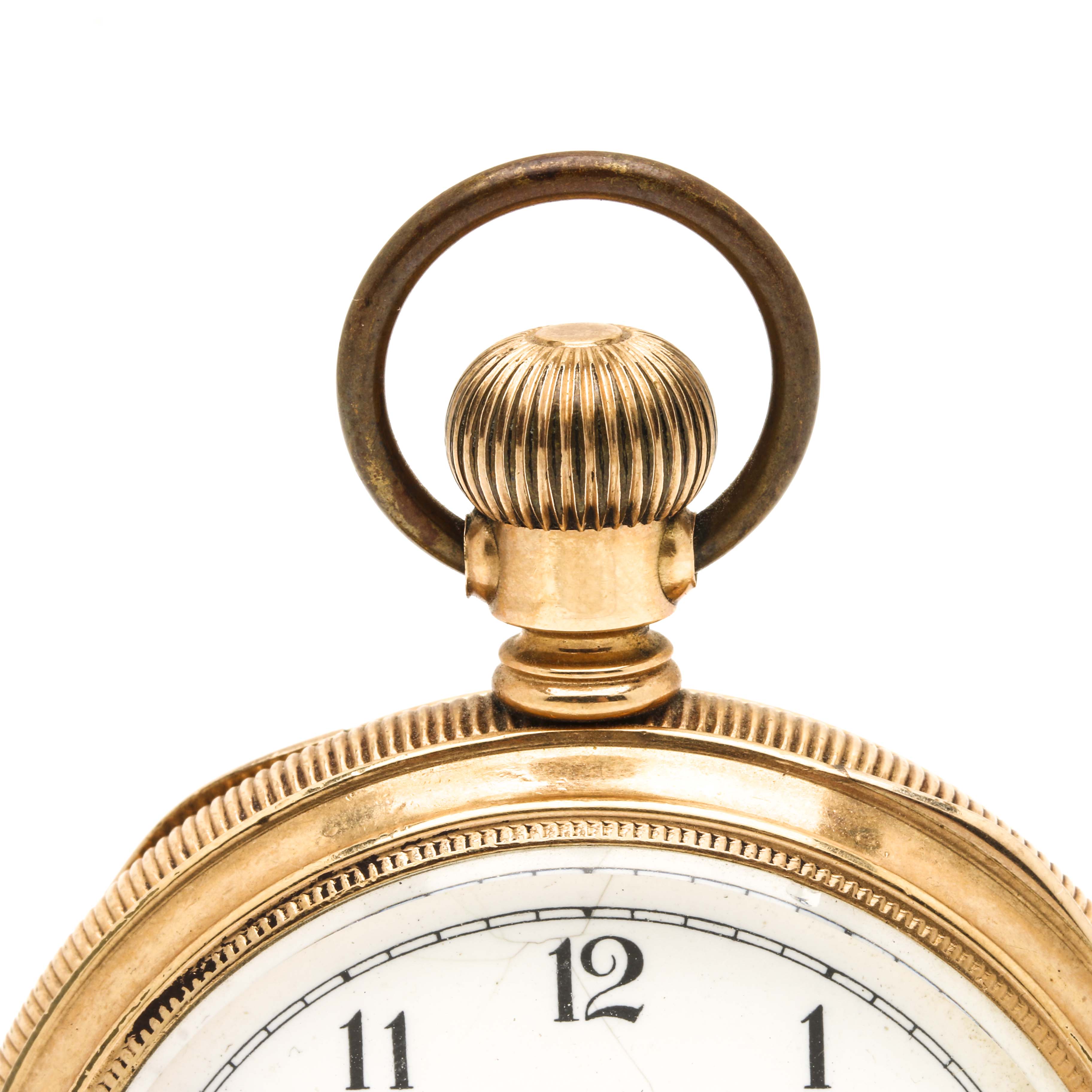 Hampden 14K Yellow Gold Open Face Pocket Watch