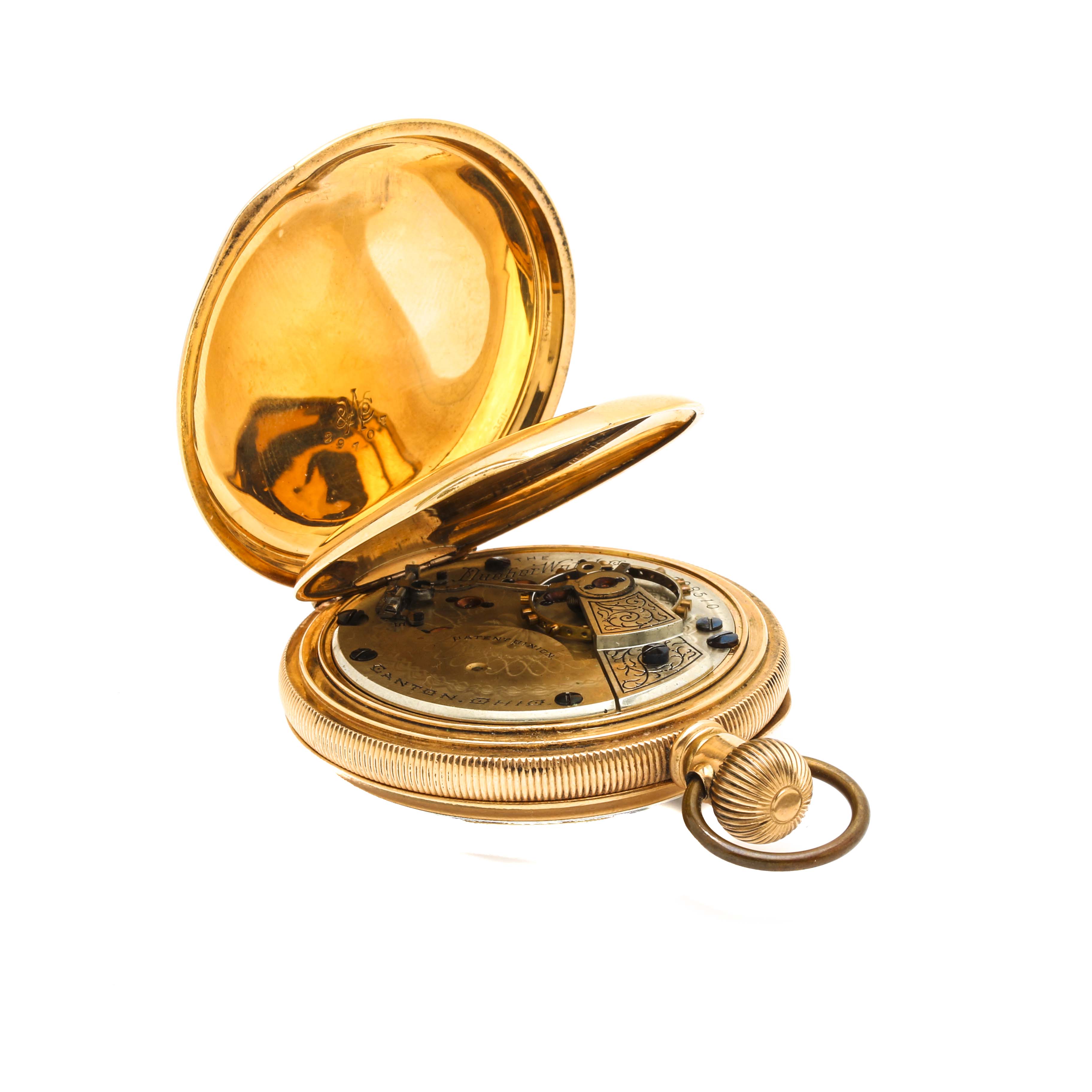 Hampden 14K Yellow Gold Open Face Pocket Watch