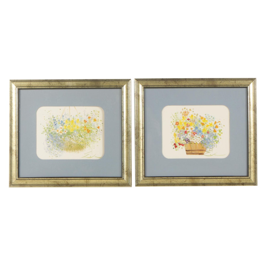 Offset Lithographs After Paintings of Floral Arrangements