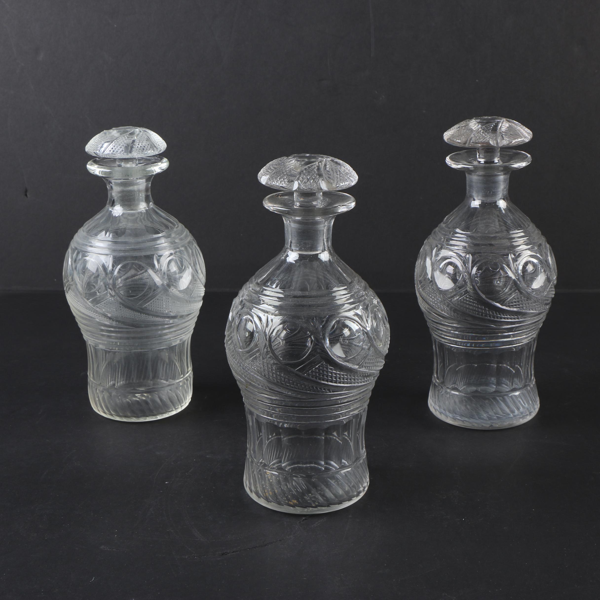 Antique Anglo-Irish Cut Lead Glass Decanters