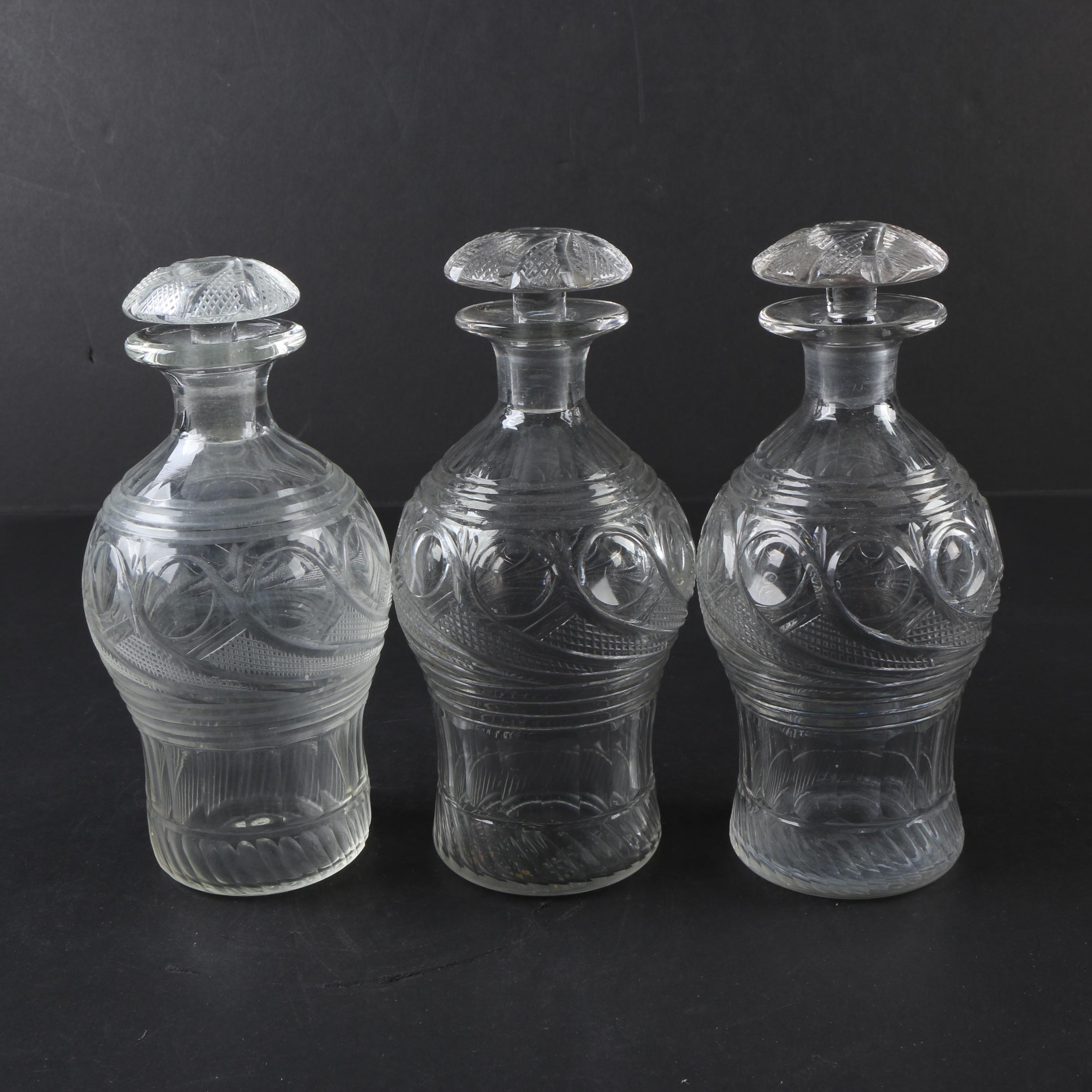 Antique Anglo-Irish Cut Lead Glass Decanters
