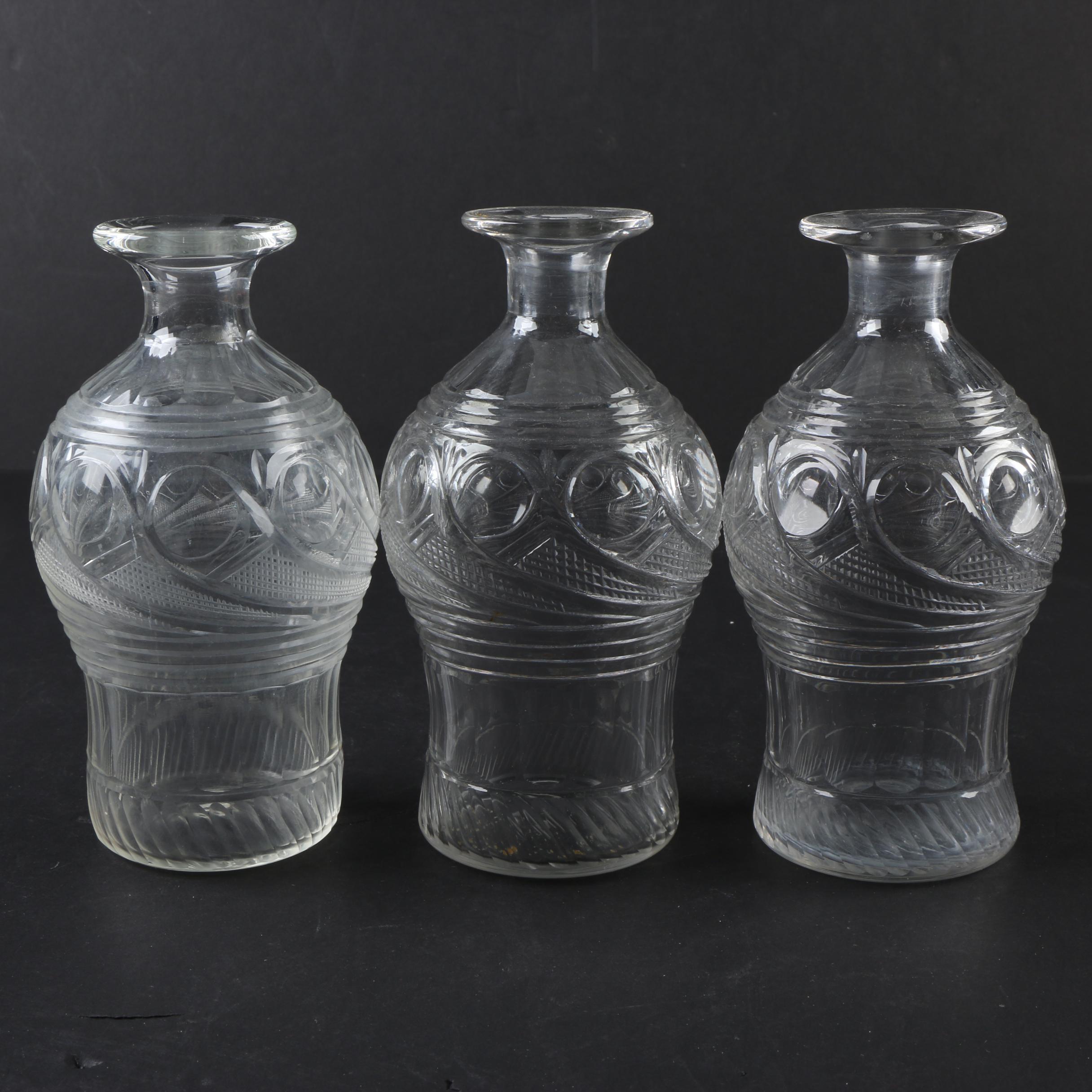 Antique Anglo-Irish Cut Lead Glass Decanters